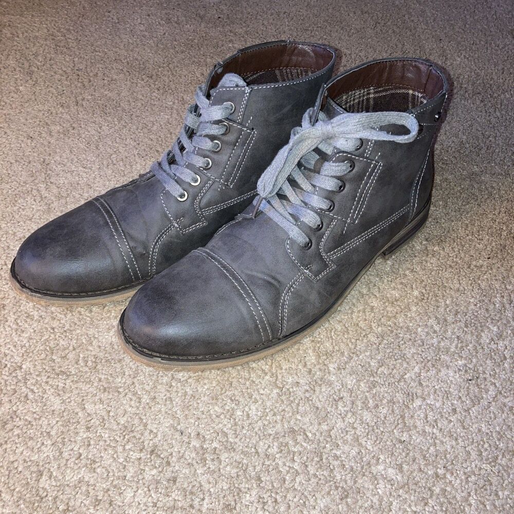 Polar Fox Ronny Dark Gray Lace Up Casual Ankle Boots Men's 9-1/2 9.5